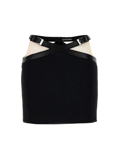 David Koma Womens Black Insert High-rise Woven Mini Skirt