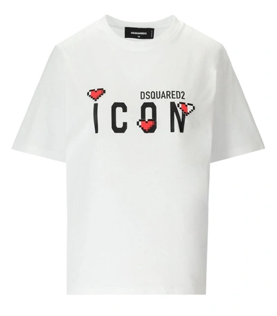 DSQUARED2 DSQUARED2  ICON GAME LOVER EASY WHITE T-SHIRT
