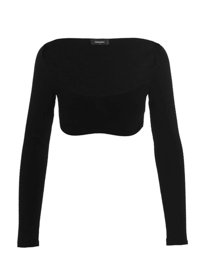 Dsquared2 Ribbed Cropped Sweater In Black