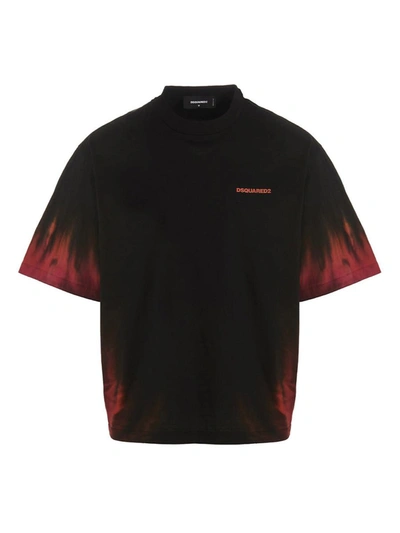 Dsquared2 T-shirt D2 Flame Drop In Black
