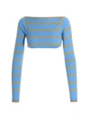 Pucci Cropped Knit Sweater Featuring Cut-out Detail In Blue