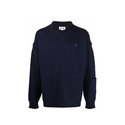 Kenzo Knitted Sweater In Blue