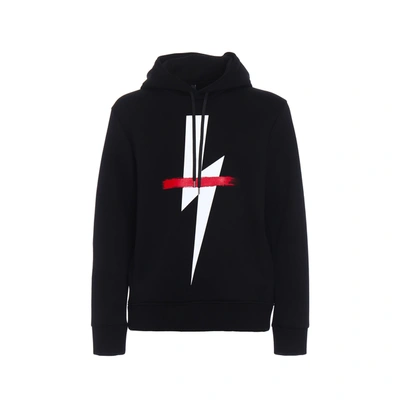 Neil Barrett Logo Hooded Sweatshirt In Black