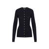 Jil Sander Silk Ribbed Crewneck Cardigan In Blue
