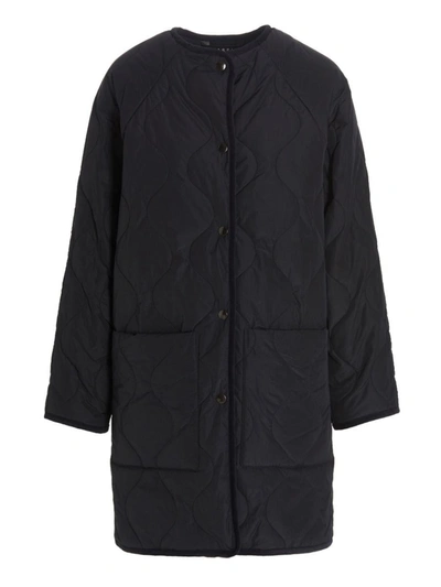 Kassl Editions Quilted Long Jacket In Azul