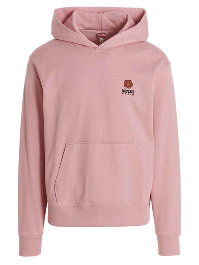 Kenzo Logo Cotton Hoodie In Pink