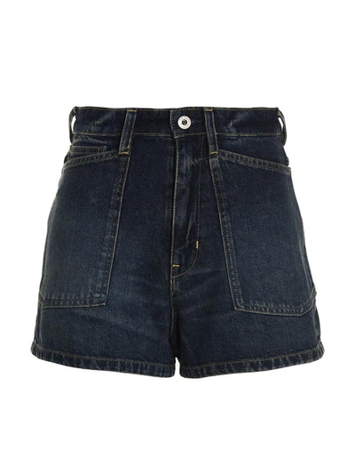 Kenzo Denim Mini Shorts In Blue