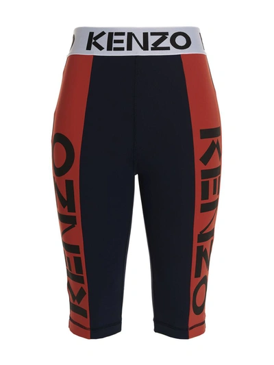 Kenzo Logo Print Cycling Shorts In Blue