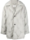 Maison Margiela Embossed-detail Padded Coat In Grey