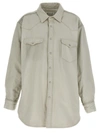 Maison Margiela Padded Overshirt Puffer Jackets White In Gray