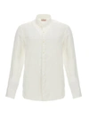 Mc2 Saint Barth Naxos Linen Shirt With Mandarin Collar In White