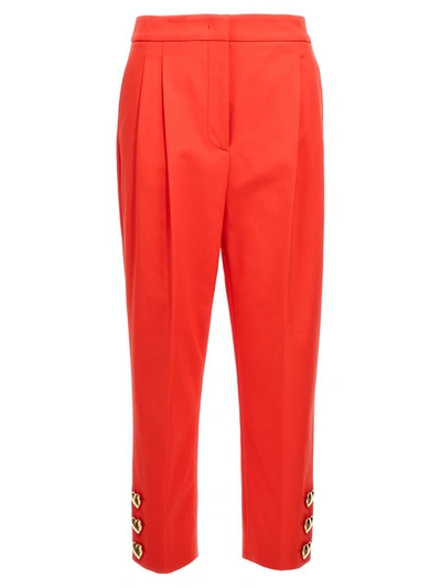 Moschino Heart-button Detail Trousers In Red