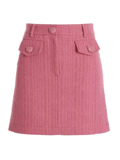Moschino Mini Tweed Skirt In Fuchsia