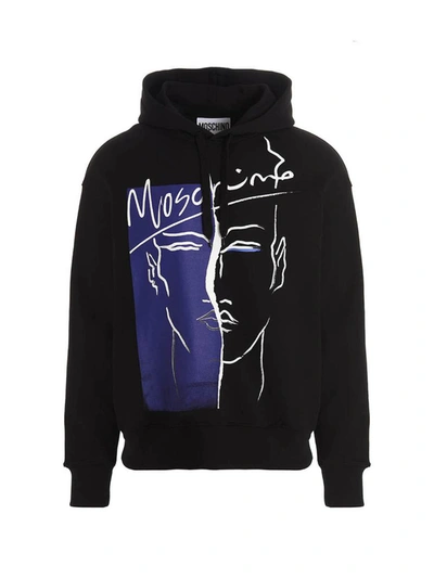 Moschino Graphic Logo Printed Hoodie In Black