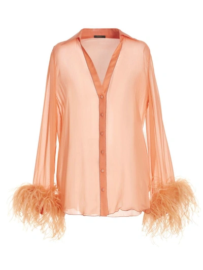 OSEREE OSÉREE FEATHER SILK SHIRT