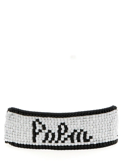 Palm Angels 'palm Beads' Bracelet In White/black