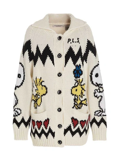 Philosophy Di Lorenzo Serafini Peanuts Intarsia Cotton Blend Cardigan In White