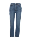 Re/done 90s High Rise Ankle Crop Jean In Mid 70s In Blue