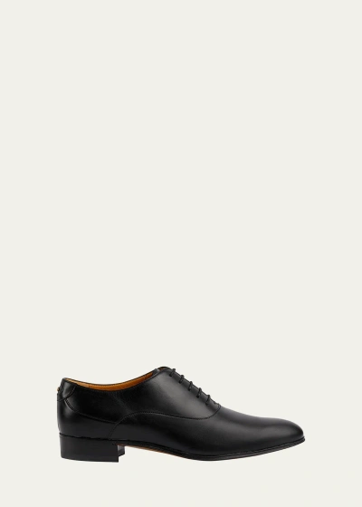 Gucci Men's Adel Double G Leather Oxfords In Black