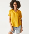 Michael Stars Gigi Gauze Popover Top In Turmeric