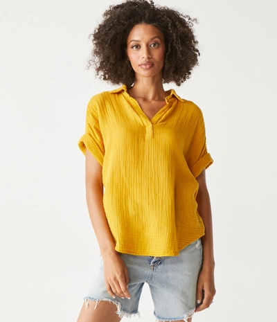 Michael Stars Gigi Gauze Popover Top In Turmeric