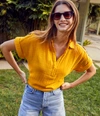 Michael Stars Gigi Gauze Popover Top In Pomodoro
