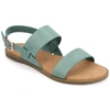 Journee Collection Women's Lavine Double Strap Flat Sandals In Blue