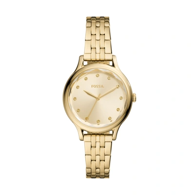 Fossil Outlet Women's Laney Three-hand, Gold-tone Stainless Steel Watch