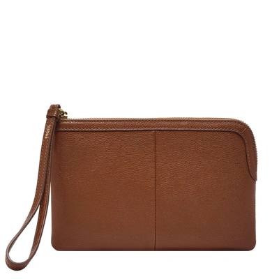 Fossil Women's Sofia Leather Wristlet In Brown
