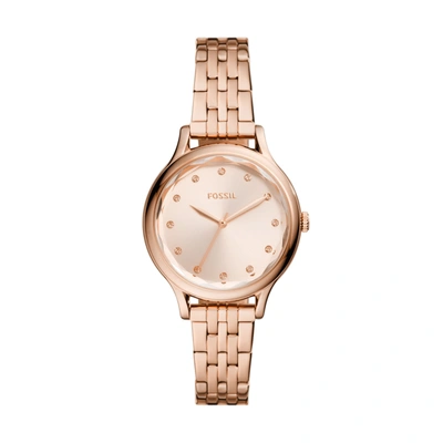 Fossil Outlet Women's Laney Three-hand, Rose Gold-tone Stainless Steel Watch