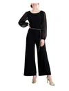 CONNECTED APPAREL PETITES WOMENS MIXED MEDIA LONG SLEEVES JUMPSUIT
