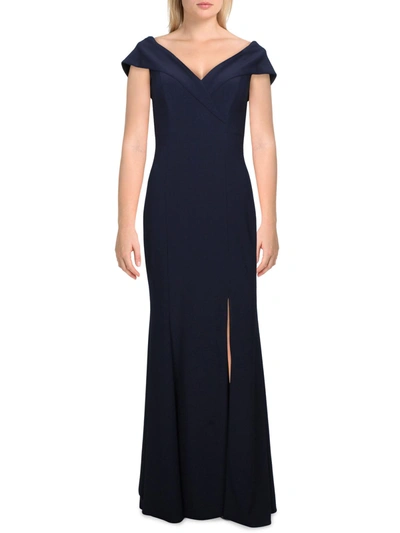 Aqua Womens Cap Sleeve Fluted Evening Dress In Blue