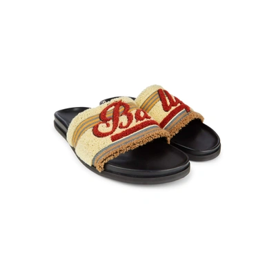 Bally Logo Pool Men's 6226014 Ginger Cotton Slide Sandals In Multi