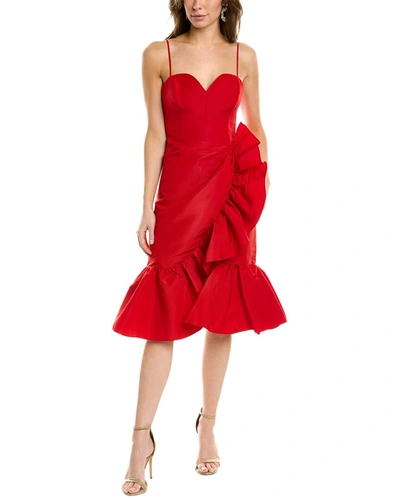 Carolina Herrera Sweetheart Silk Cocktail Dress In Red