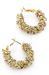 Panacea Crystal Encrusted Hoop Earrings In Gold