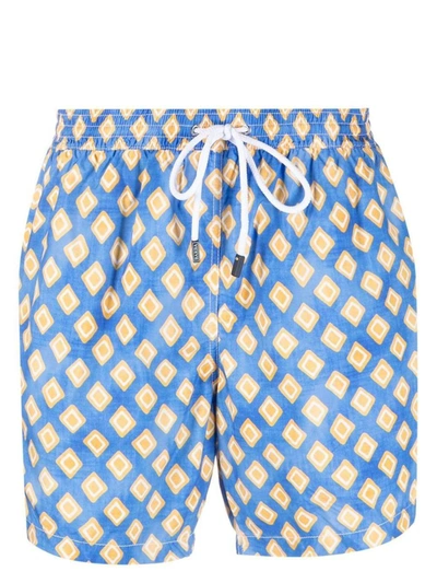 Barba Graphic-print Swim Shorts In Blue