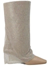 Benedetta Bruzziches 95mm Virginia Mesh Wedge Boots In Beige