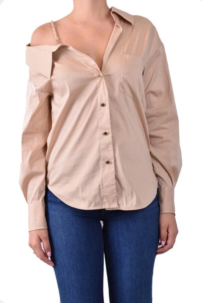 Blugirl Asymmetric-design Stretch-cotton Shirt In Beige