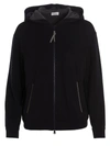 Brunello Cucinelli Hooded Top With Front Pockets And Ribbed Finish In Blue