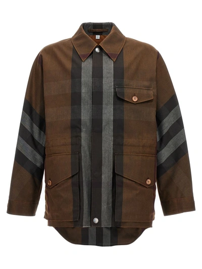 Burberry Check Field Jacket In Black