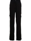 David Koma Satin Cargo Pants Belt Loops In Black