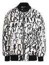 Dolce & Gabbana White Black Graffiti Logo Puffer Bomber Jacket In White