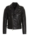 Dsquared2 Men Black Jacket With Three Zip Pockets On The Front In Leather Man In Black