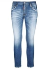 Dsquared2 Blue Jeans With Distressed Effect And Logo Patch On The Back In Blue