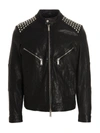Dsquared2 Studded Leather Biker Jacket In Black