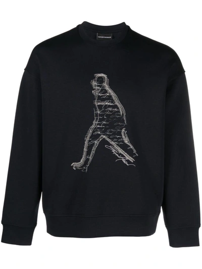 Emporio Armani Decorative-stitching Sweatshirt In Black