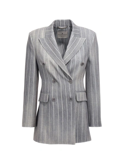 Ermanno Scervino Plastered Double Breast Blazer Jacket In Grey