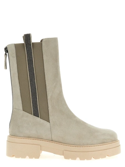 Fabiana Filippi 45mm Chunky Suede Boots In Gray