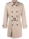 Fay Double-breasted Trench Coat In Camel