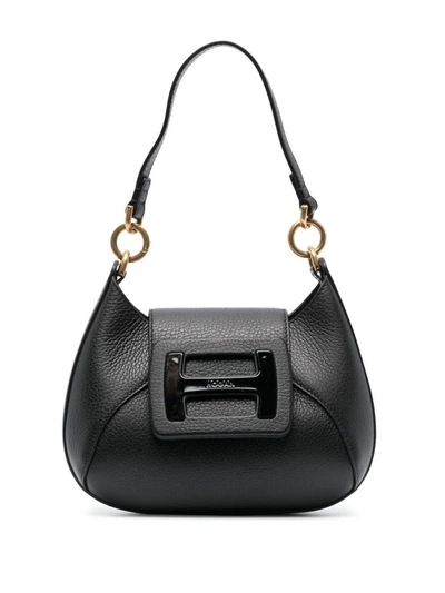 Hogan Logo Plaque Mini Shoulder Bag In Black